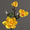 Nueva Flor Artificial de Magnolia Estilo Chino con 3 Cabezas de Orquídea Artificial Decoración del Hogar Mesa de Sala de Estar Flor Artificial al por Mayor 1 Pieza Dropshipping