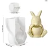 Conejo de Pascua Sosteniendo Taza con Vela Molde de Silicona Yeso Cemento Portavelas de Aromaterapia Adorno Molde de Resina DIY