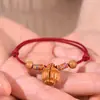 Pulsera de hilo rojo de madera de durazno y hueso de durazno para niños y bebés, pulsera de canasta de durazno hecha a mano para adultos, hombres y mujeres, para buena suerte en su año zodiacal