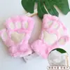 Guantes de Felpa de Media Dedos con Forma de Pata de Gato Lindos para Otoño e Invierno para Estudiantes, Guantes Cálidos sin Dedos con Forro de Felpa de Pata de Oso para Escribir, Transfronterizos