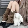 Calcetines apilados Melard, calentadores de piernas Y2K de moda, calcetines para pantorrilla estilo JK, para mujer, color liso, versátiles, con botones, calentadores de piernas marrones