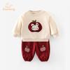 Sudadera de Conejo para Niñas 2025 Nuevo Otoño Elegante Sudadera con Parche Estilo Coreano para Niños Pantalones Deportivos de Manzana Modernos