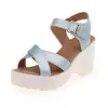 32-44 Estilo Coreano 2018 Verão Novo Salto Grosso Plataforma Impermeável Sandálias Femininas Sapatos de Salto Alto com Fivela