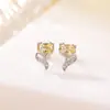 Brincos de Prata de Lei S925 Banhados a Ouro com Citrino em Forma de Cabaça Yiluyin, Modernos e Elegantes, Pequenos e Delicados, Versáteis e de Luxo Leve