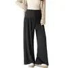 Nuevos pantalones anchos de maternidad para otoño e invierno con cordón, cintura plisada, tiro alto, tela fluida, ocultan el vientre, efecto adelgazante, pantalones largos casuales para uso en exteriores
