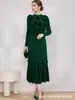 Miyake Moda Femenina Tallas Grandes de Lujo Accesible de Exportación Transfronteriza Europea y Americana Vestido de Color Sólido con Perlas Nuevo de Otoño para Mujer