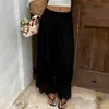 Calça Pantalona Estilo Boho com Cintura Elástica, Caimento Solto, Calça Casual, Confortável para Todas as Estações, Adequada para Viagem