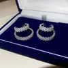 Clipe de Orelha Redondo com Zircônia Banhado a Ouro Real 18K Clipe de Osso de Orelha Sem Furo de Luxo Leve High-End Brinco Moderno Simples Versátil