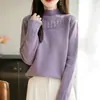 Oso Miel Terciopelo Transfronterizo Otoño/Invierno 2026 Nuevo Jersey de Punto para Mujer Holgado de Cuello Semialto Crochet Calado Adornado con Pedrería
