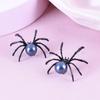 Pendientes Qifu de Halloween personalizados, de moda europea y americana, con diseño de araña de perla negra de lujo, nuevos accesorios de moda.