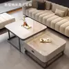 Mesa de Café de Lujo Ligero para Sala de Estar, Estilo Minimalista Moderno para Apartamentos Pequeños, Nuevo Modelo 2026, Mesa de Café Cuadrada de Vidrio Pizarra de Moda