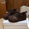 Zapatos Birkenstock Originales de Cuero con Cordones Suela Gruesa para Aumentar la Altura para Mujer Casual Retro Zapatos Individuales Otoño 2026 Nuevos Mocasines