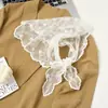 Pañuelo Triangular para la Cabeza con Encaje de Cinta Francés Estilo Pastoral para Mujer Accesorios Blancos Dulces para el Cabello Pañuelo Retro para Sombrilla de Verano