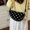 Bolso de gamuza con terciopelo de lunares, moda coreana, bolso de hombro de otoño, nuevo estilo 2026, bolso cruzado de un solo hombro para el trabajo