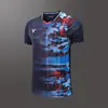 Nuevo Traje de Baile Li Zijia para Hombre y Mujer Traje de Bádminton Manga Corta Ropa Deportiva Traje de Competición Transpirable Absorbente de Sudor Estampado