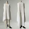2026 Amazon Europeo y Americano Sitio Independiente Primavera Algodón y Lino Asimétrico Delantero Corto Trasero Largo Vestido Sin Mangas Vacaciones Ropa de Mujer