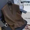 Chaleco Tejido de Punto Grueso con Cuello en V Talla Plus 2025 para Mujer Suéter Estilo Europeo con Capas Suéter Base de Otoño e Invierno