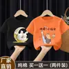 Estilo Novo de Verão Tamanhos Médio e Grande para Crianças Camiseta Estampada Versátil de Desenho Animado Manga Curta Moda Feminina Fofa Tops de Meia-Manga 100% Algodão