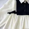 Nuevo Vestido de Primavera y Otoño para Niñas, Vestido Patchwork con Lazo Estilo Coreano, Vestido de Moda para Niñas Jóvenes, Transfronterizo