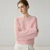 Suéter 100% caxemira pura para mulheres, nova coleção outono/inverno, cor sólida, intrincadamente bordado com padrões florais, gola redonda, pulôver de tricô