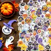 50 peças de adesivos de Halloween estilo giz de cera para festas, fantasma, abóbora, doces, diário DIY, decoração de copo d'água atacado