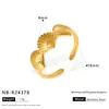 Design Ins Tendência Transfronteiriço Aço Inoxidável Oval Textura de Estrela do Mar Joia de Mão Anel Aberto Joias de Praia Oceânica