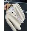 Jaqueta cardigã de malha cáqui cleanfit masculina outono primavera toque de alta qualidade suéter gola redonda jaqueta retrô americana