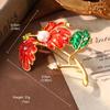 Pendientes estilo palacio vintage con flor, perla y circonitas, broche francés de moda, alfileres de colores.