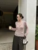 Suéter de Tricô Wanwei Estilo Francês com Decote V para Mulheres 2026 Outono Novo Peça Única Botão Escondido Manga Longa Amarração P6053