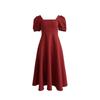 Yang Xiaojuan. Vestido Elegante de Deusa Midi 2026, Gola Quadrada, Corte Justo, Estilo Hepburn Vintage, Ajuste na Cintura, Emagrecedor