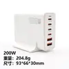 Estación de carga de escritorio transfronteriza de 200 W, tecnología GaN, compatible con dispositivos Apple y Huawei, adaptador multipuerto 2A+4C, carga rápida, estándar de EE. UU.