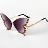 Gafas de sol divertidas con forma de mariposa de corte sin montura europeas y americanas, hipster de comercio exterior con incrustaciones de diamantes finos, gafas de sol de moda para fiesta