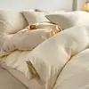 Juego de Cama de Lujo Ligero y de Gama Alta de Jacquard de Gasa de Tres Capas 100% Algodón de Cuatro Piezas, Funda de Edredón de Algodón Puro, Amigable con la Piel para Dormir Desnudo, Sábana, Juego de Cama a