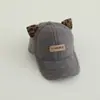 Boné de beisebol infantil transfronteiriço Outono Novo estilo Meninos e meninas Boné bico de pato Comércio exterior Estampa de leopardo Orelha Lã de cordeiro Chapéu de bebê