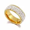 Anel de titânio com cinco fileiras de diamantes europeu e americano transfronteiriço para mulheres, anel de diamante popular, anel de casal moderno cravejado de diamantes, atacado de joias