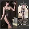 Lencería Sexy con Correas Estampadas, Corte Ajustado, Vestido Largo Atractivo, Encaje, Escote Pronunciado, Abertura, Cheongsam Puro Deseo Qqny