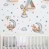 FX-D452 desenhos animados pintados dormindo Coelho lua estrelas nuvens quarto das crianças fundo decoração da parede embelezamento