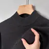 Camiseta Básica de Punto Grueso para Hombre de Color Sólido 2026 Otoño Invierno Suéter para Hombre de Mediana Edad Casual Cálido con Cuello Redondo