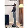Jeans Azules Vintage de Cintura Alta Micro-Levantados para Mujer Verano talla extra chica gordita Cubre Cadera Adelgazantes Cuerpo en Forma de Pera Pantalones Largos de Campana