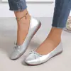 Mocasines Planos Casuales de Corte Bajo Talla Grande para Mujer 2026 Primavera/Otoño Nuevos Redondos sin Cordones con Lazo