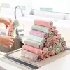 Pano de Prato Cozinha Coral Fleece Toalha de Lavar Louça Sem Óleo Camada Dupla Estampado Pano de Lavar Louça Absorvente Dupla Face Espessado Pano de Limpeza