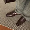 Mocasines cómodos para ir al trabajo que aumentan la altura, con forro de piel de vaca, zapatos de piel genuina de tacón medio y punta cuadrada, otoño 2026
