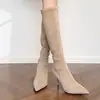 Nueva Colección Otoño/Invierno 2026: Botas Altas de Tacón Alto con Punta Fina para Mujer, Tacones de Aguja Adelgazantes, Botas Elásticas Ajustadas Versátiles, Botas de Montar