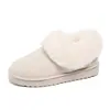 Sapatos de algodão quentes de inverno com acabamento em pele 2026 novo modelo tamanho grande sola plana comércio exterior transfronteiriço botas de neve casuais forradas com fleece para mulheres