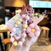 Llavero de Frutas con Cuentas Xiaohongshu Cadena de Teléfono de Flores Colgante de Coche Campana Estilo Pareja para Llave de Coche