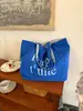 Bolsa de Ombro Casual Grande Capacidade Dupla Face Estilo Coreano, Nova Bolsa de Lona Listrada Estilo Universitário, Bolsa Tote Versátil para o Dia a Dia