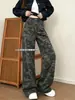 Jeans de camuflaje estilo americano para mujer, nueva colección otoño 2026, tiro alto, corte holgado, adelgazante, pierna recta, pantalones anchos estilo workwear, adecuados para figuras petite