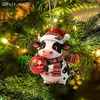 Colgante de Vaca de Navidad Acrílico Plano 2D Cruzado Adorno de Reno Pequeño para Árbol de Navidad Decoraciones Festivas Fuente Mayorista