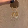 Brincos de Estrela Azul Menta Gelo Transparente com Laço Nova Tendência Brincos Únicos com Borboleta e Franja Joias
