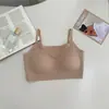 Base líquida invisible sin costuras sujetador tipo camisola sin tirantes para mujer sin aros copas fijas integradas sujetador bonito con fruncido en la espalda sujetador